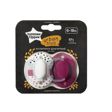 Tommee Tippee Urban suzetă 6-18m Fetiță, 2 bucăți