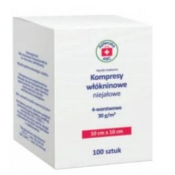 Trusă de prim ajutor ABC, comprese nețesute nețesute, 4 straturi 30g 10cm x 10cm, 100 buc - Durată lungă de viață!