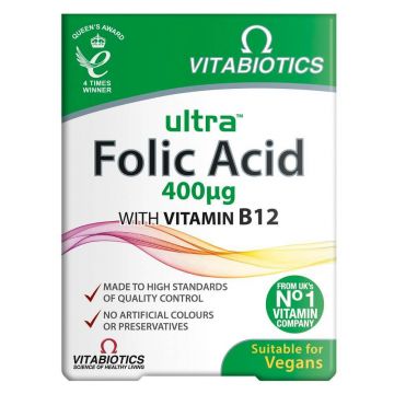 Vitabiotics Ultra Acid folic 400µg, 60 comprimate