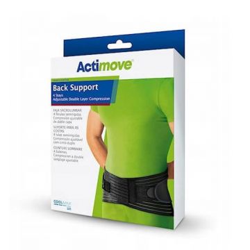 Actimove Back Support 4 Stays reglabil dublu strat compresie lombară și sacral Orthosis negru M