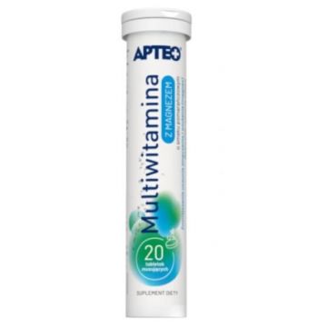 Apteo Multivitamine cu magneziu, aromă de portocale, 20 comprimate efervescente