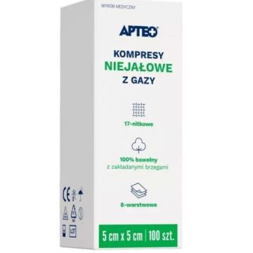 ApteoCare tampoane de tifon nesterile 5x5cm 100 bucăți