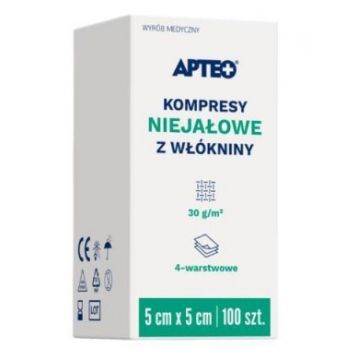 ApteoCare tampoane nesterile nețesute 5x5cm 100 bucăți
