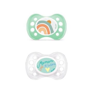 Dodie Symmetrical Silicone Pacifiers Mum Collection 0 la 6 luni x2