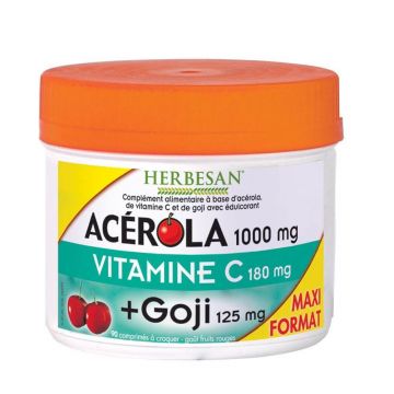 Herbesan Acerola 1000mg Vitamina C 180mg și Goji 125mg 90 comprimate masticabile