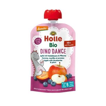 Holle Pural Gourdes Bio Dino Dance Goût Pomme Myrtille Pruneau 100g