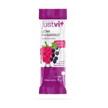 Justvit Acadea pentru gât cu aromă de zmeură-currant, 1 buc