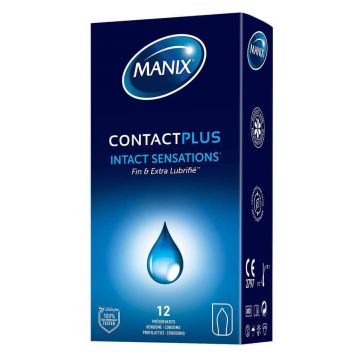 Manix Contact Plus Prezervative subțiri și extra-lubrifiate x12