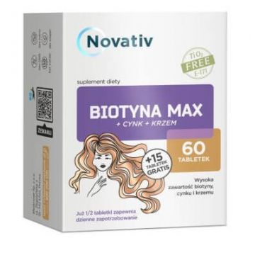 Novativ Biotin Max + Zinc + Siliciu, 75 comprimate