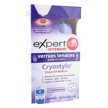 Novodex Expert 1.2.3 cryopen intensiv + gel + 6 patch-uri pentru veruci persistente 50ml