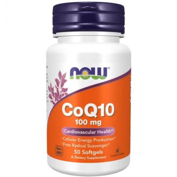 Now Foods Coenzima Q10 + Vitamina E, 50 capsule