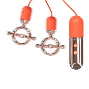 S-Hande Forbidden Lock Cleme vibratoare pentru mameloane Roșu auriu