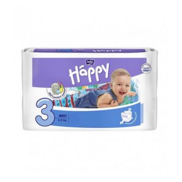 Scutece Bella Happy, mărimea 3, MIDI, 5-9kg, 52 buc - Termen lung!