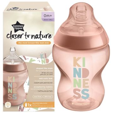 Tommee Tippee Closer To Nature Biberon cu tetină din silicon 0m+, 260 ml