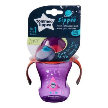 Tommee Tippee Sippee Cup Pahar pentru tetină cu mânere 7m+ Fetiță, 230ml