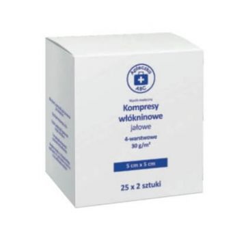 Trusă de prim ajutor ABC, Comprese sterile nețesute 4 straturi 30g 5cm x 5cm, 25 x 2 bucăți