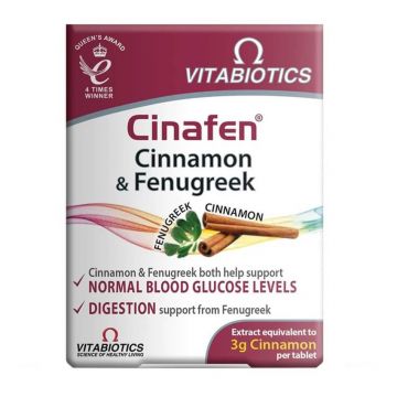 Vitabiotics Cinafen Cinnamon amp; Schinduf, 60 comprimate