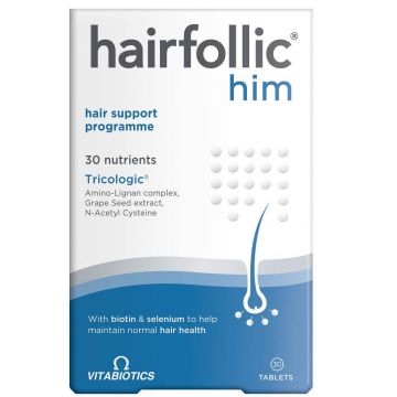 Vitabiotics Hairfollic Him pentru susținerea părului sănătos, 30 comprimate