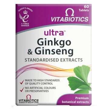 Vitabiotics Ultra Ginkgo & Ginseng, 60 comprimate