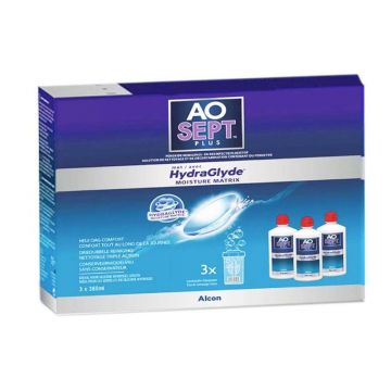 Alcon Aosept Moisture Matrix Hydraglyde Pour tous les types de lenses 3x360ml