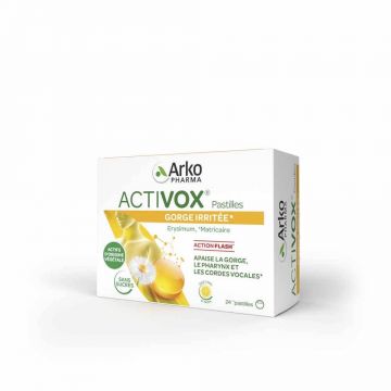 Arkopharma Activox Calmează gâtul Aromă de lămâie și miere 24 comprimate