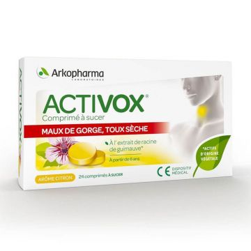 Arkopharma Activox Durere în gât, tuse uscată Supt lămâie x24 comprimate