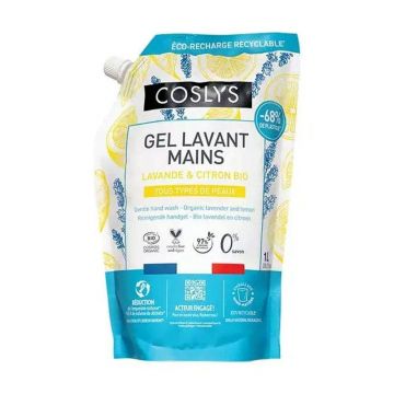 Coslys Organic Hand Washing Gel Eco-Recharge Lavandă și lămâie 1L