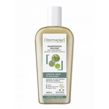 Dermaclay Bio Green Clay Tratament Șampon Păr gras și mătreață 400 ml