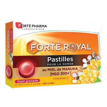 Forté Pharma Forté Royal Throat Lozenges cu miere de Manuka aromă de rodie 24 lozenges