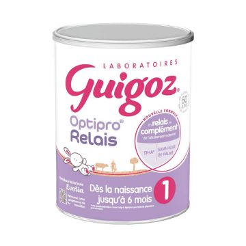 Guigoz Optipro Relais Evolia Relais Lapte praf fără ulei de palmier 0 la 6 luni Dès La Naissance Jusqu'à 6 Mois 800g