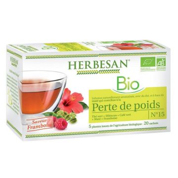 Herbesan Infusion Effetto Mat Perte de Poids Bio Raspberry 20 plicuri