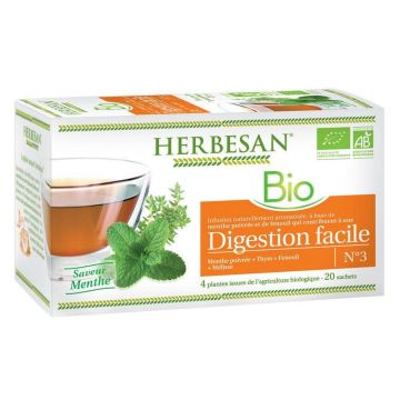 Herbesan Organic mentă și fenicul Easy Digestion Infuzie 20 pliculețe