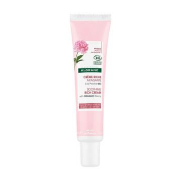 Klorane Peony Cremă organică bogată, calmantă, pentru piele sensibilă și uscată 40 ml