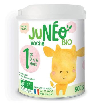 Lapte de vacă Juneo pentru sugari organici de la 0 la 6 luni 800g