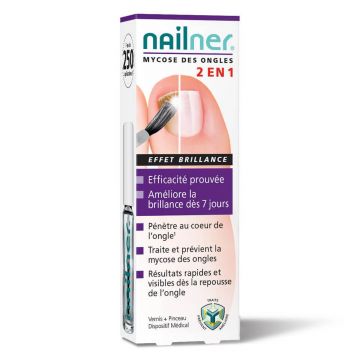 Nailner Lac de unghii 2în1 cu perie și efect lucios 5ml