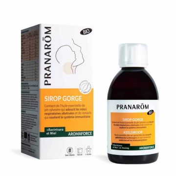 Pranarôm Aromaforce Sirop pentru gât cu miere și Ravintsara Bio 150 ml