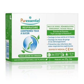 Puressentiel Respirație uscată sau tuse cu wheezing 24 comprimate masticabile