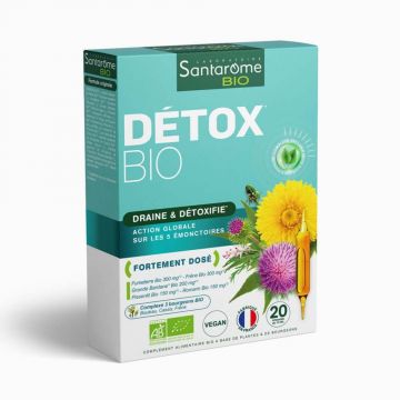 Santarome Detox 20 fiole Bio Draine & Détoxifie 200ml