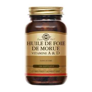 Solgar Huile De Foie De Morue Vitaminele A și D Vitalitate 100 capsule moi