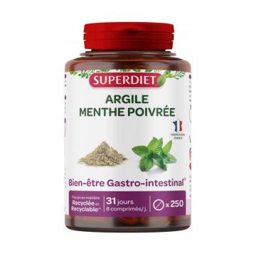 Superdiet Argile Menthe Poivrée 250 comprimate