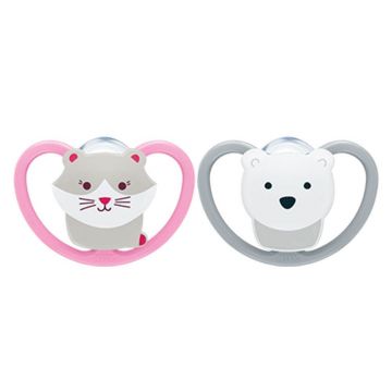 Suzete din silicon fiziologic Nuk Space de la 0 la 6 luni x2