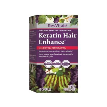 GNC RESVITALE Keratin Hair Enhance cu Biotina si Resveratrol, 60 capsule