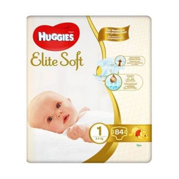 Huggies Scutece Elite Soft Mega Nr.1, 3-5 kg, 84 bucati