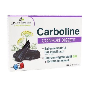 3 Chênes Carboline Balonare și gaze intestinale 30 capsule