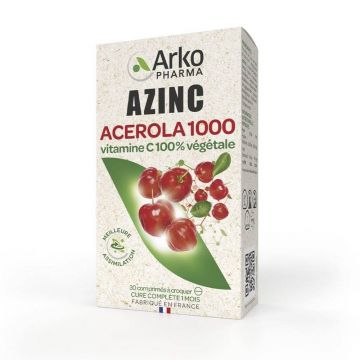 Arkopharma Azinc Acerola 1000 Vitamina C naturală 30 tablete masticabile