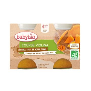 Babybio Verdura borcane organice de legume agricole de la 4 luni 2x130g