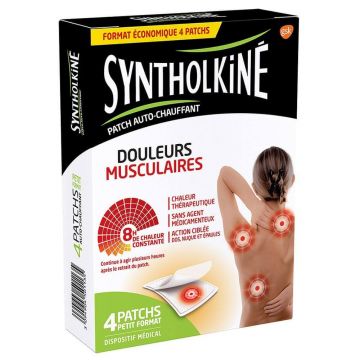 EG Labo SyntholKiné Syntholkine Plasturi autoîncălzitori pentru dureri musculare Douleurs Musculaires Dimensiune mică 4pcs