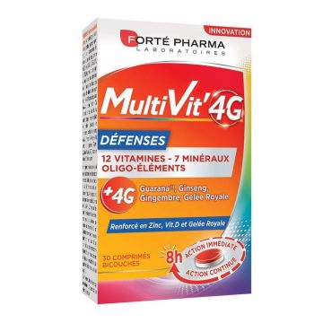 Forté Pharma MultiVit'4G Multivitamine de apărare imună cu zinc și vitamina D 30 comprimate