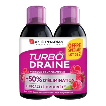 Forté Pharma TurboDraine Slimming și purificare drenaj aromă de zmeură 2x500ml