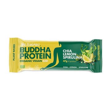Iswari Organic Protein Energy Bar Bouddha, Chia, lămâie și spirulină 47g